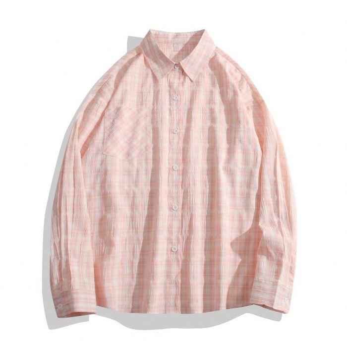 A Super Ethereal and Relaxed Pleated Checkered Shirt for Women, A Loose and Slimming Long-sleeved Shirt, A Sun-protective Cardigan, and An Outer Top