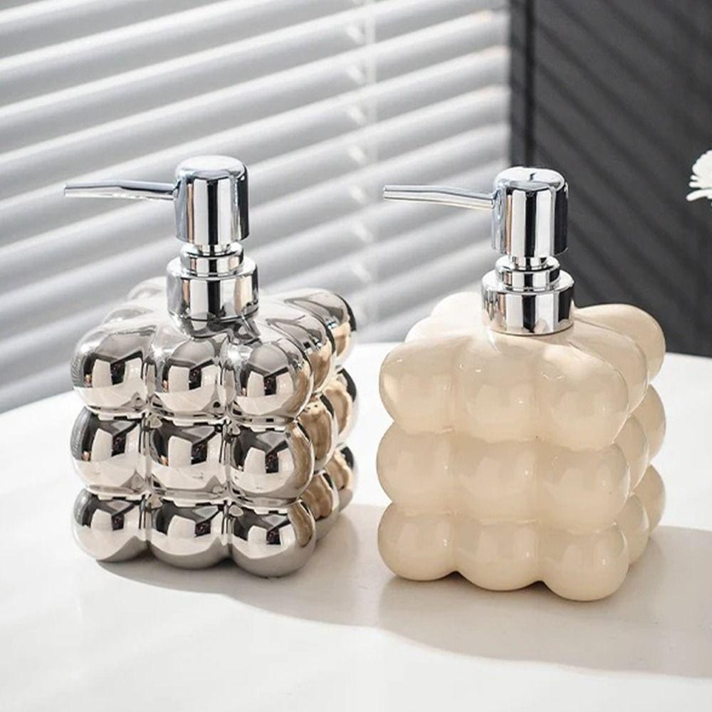 

Irregular Soap Dispenser Ceramic Liquid Storage Container Foam Pump Bottle Bathroom Supplies срібний