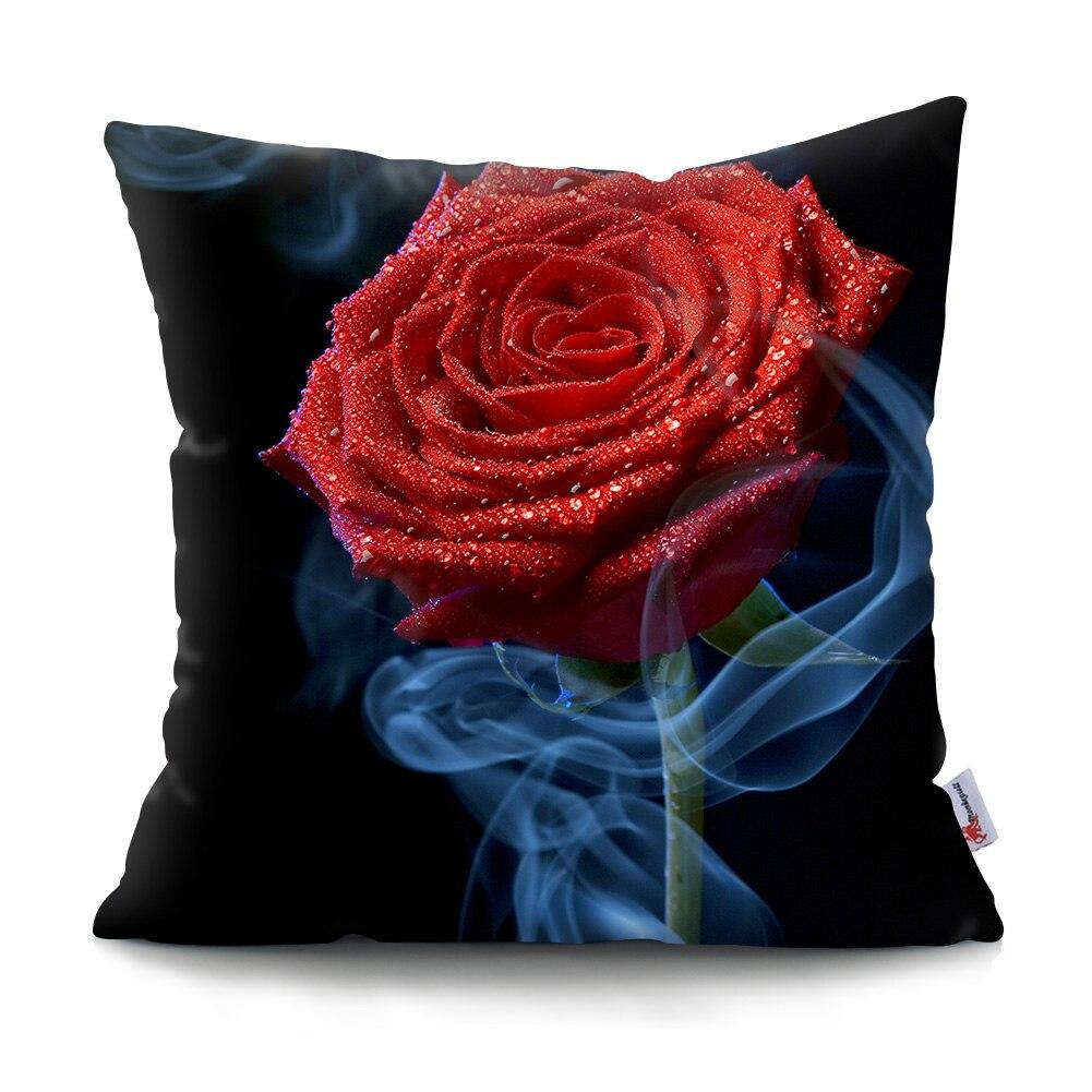 Mote Rose Putetrekk Polyester Print Putetrekk Beautiful Flower Home Decor Putetrekk