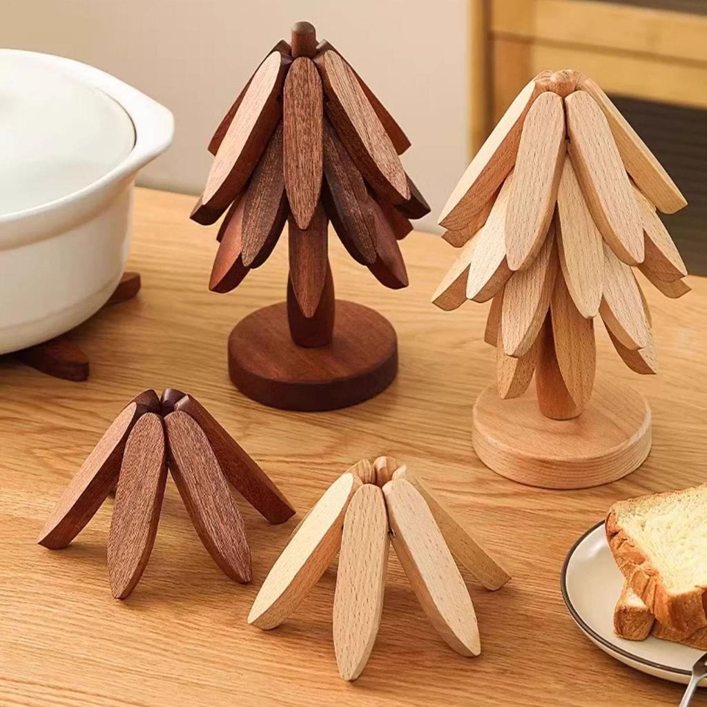 Tree Design Stand Wooden Trivets Decorative Anti Scald Heat Resistant Table Mat Coaster Wood Placemats Pot