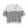 Women's Striped Sailor Collar Knit Top