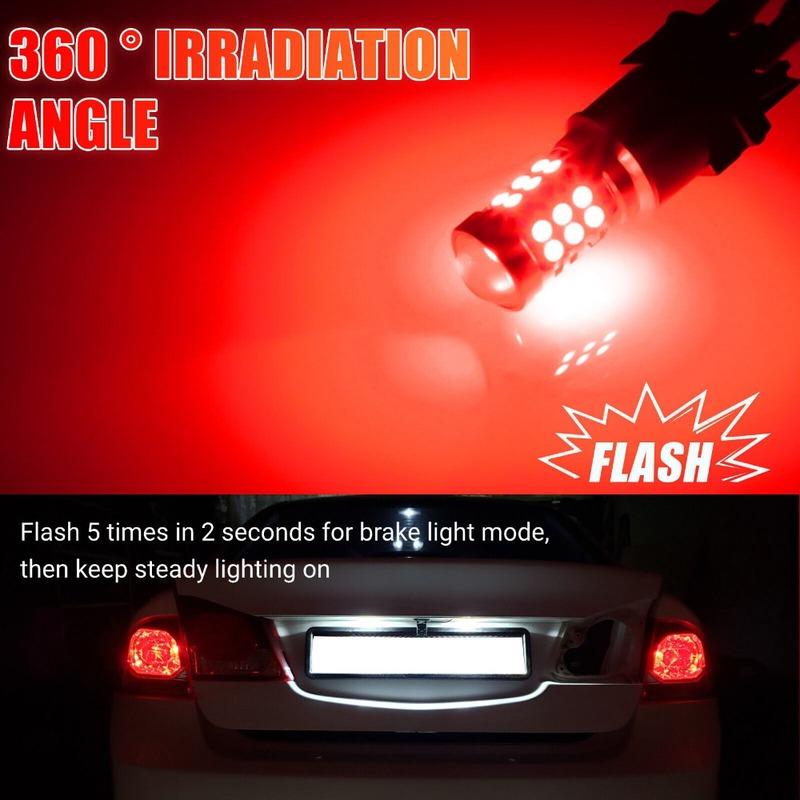 4PCS 3157 LED Red Strobe Flash Blinking Brake Stop Tail Light Parking Bulb Lamp Back UP Lights Brake Lights Turn Signals