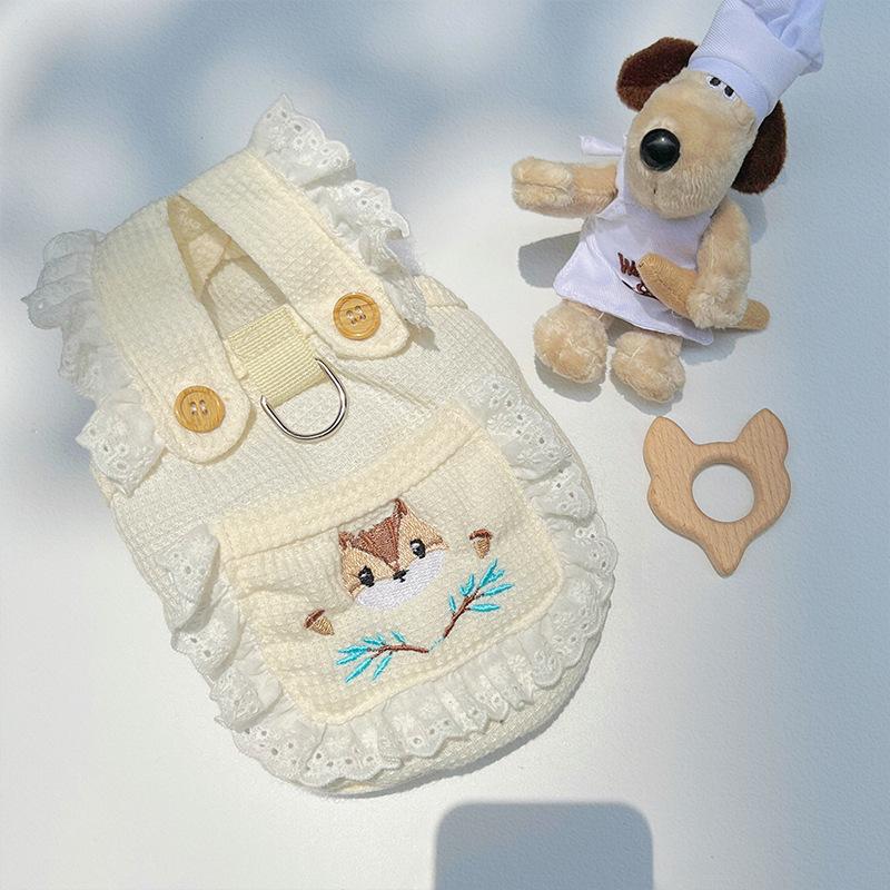 

Spring and Summer Pet Dog and Cat Cartoon Vests, Clothes, Skirts, D-button, Dog Leash, Cat Chest Straps XS