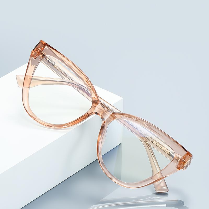 Luxury Cat'S Eye Fashion Women Myopia Glasses Big Frame  Anti-Blue Light  Prescription Eyewear -0.5 -0.75 To -6.0