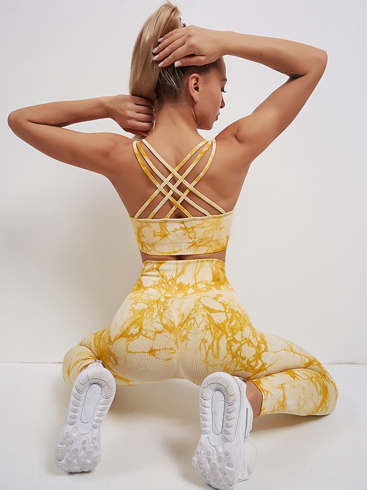 European & American Tie-Dye Seamless High-Waist Tummy Control Yoga Set