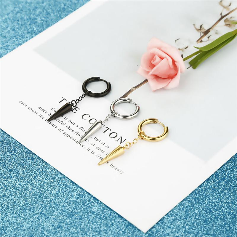 Simple Style Pointed Cone Pendant Earrings Stainless Steel Fashion Punk Geometric Stud Ear Jewelry Party Gifts For Women Men