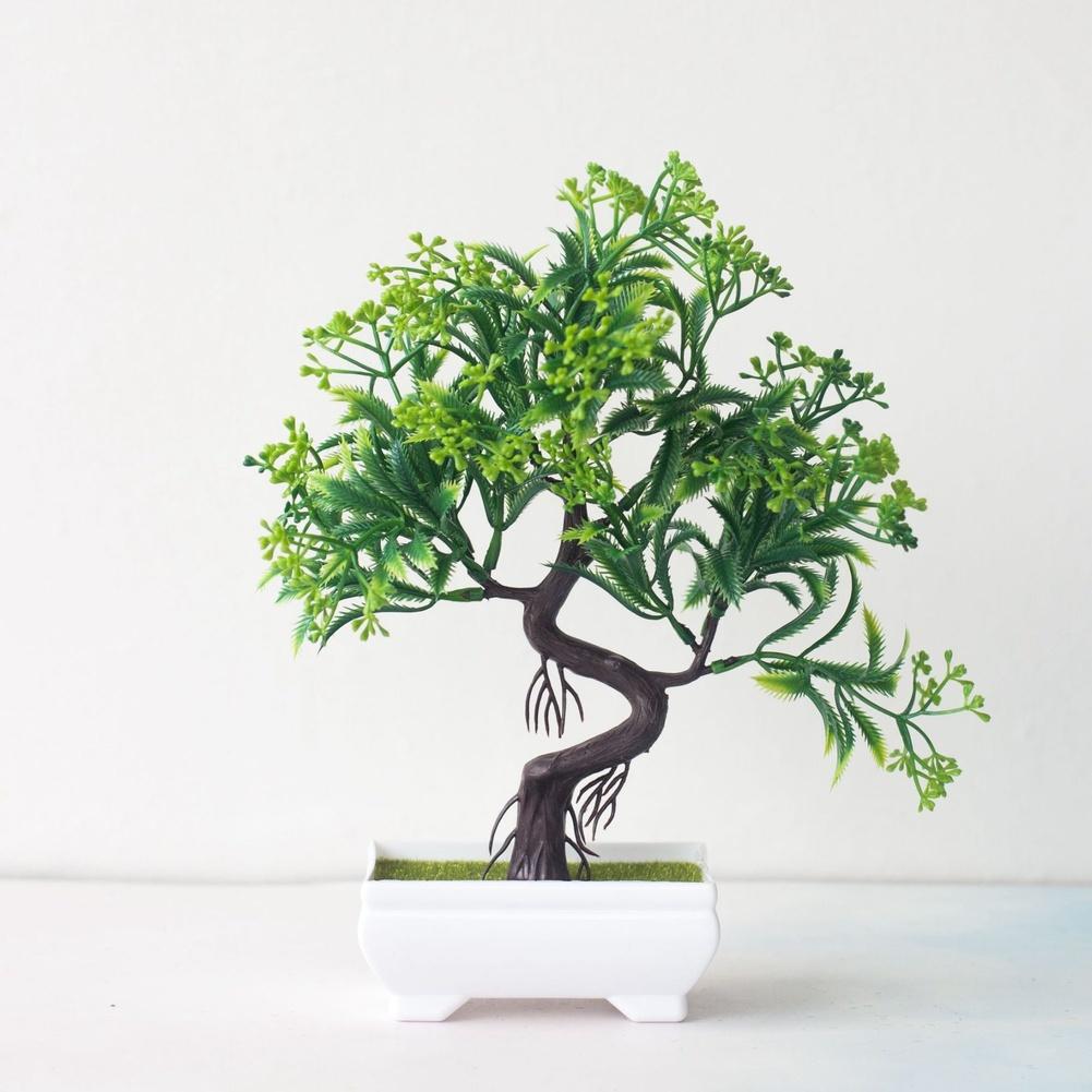 Artificial Flower Potted Plant Plastic Bonsai Fake Pine Tree Indoor Plastic Simulated Tree Potted Plants Table Potted Ornaments
