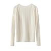 Women's Round Neck Cashmere Ribbed Slim-Fit Sweater, Long-Sleeve Winter Knit Top