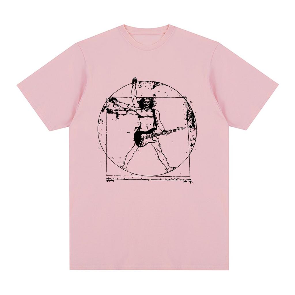 Vitruviansk mann Vintage T-skjorte Da Vinci gitar morsom rockeband Grafisk Musikk Bomull Menn T-skjorte Ny Tee T-skjorte Dame Topper