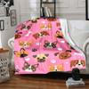 1pc Dogs Pink Lightweight Flannel Blanket, Comfortable and Warm Blanket, for Office and Camping Sofa Bed105