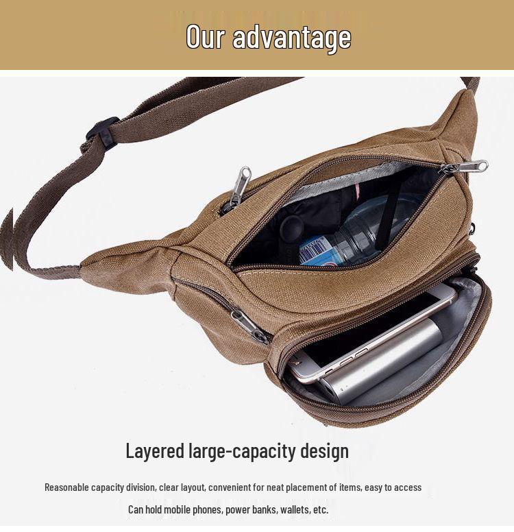 Durable Multi-layer Outdoor Waist Bag - Large Capacity for Running, Phone, Tools, and Money.