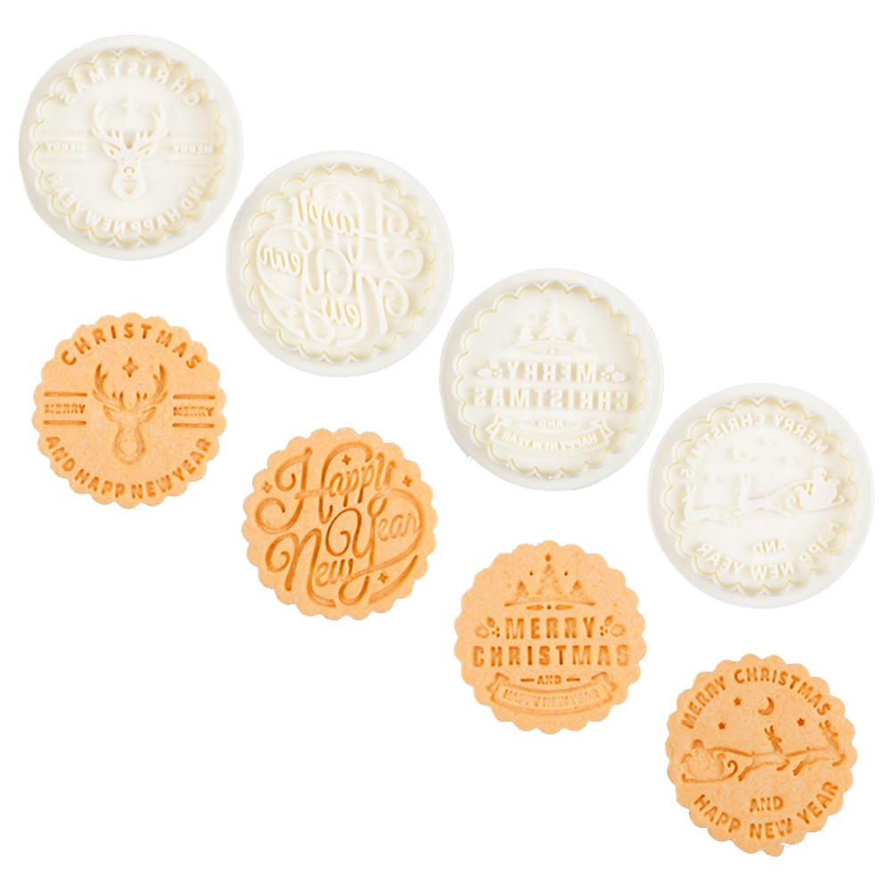 Christmas Christmas Cookie Cutter 3D Cookie Stamp 3D Pressable Designs Food-grade PP Material Healthy Snack Making