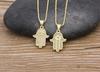 Women Men Hot Sale Hamsa Hand Necklace Gold Color AAA Zircon Evil Eye Pendant & Chain Hip Hop Turkish Lucky Jewelry Gifts