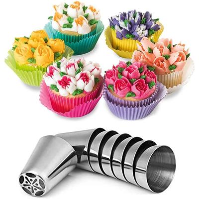 Russische Tulpen-Glasur-Rohrleitungen Edelstahl Blume Eiscreme Bäckerei Tipps Spritzbeutel Cupcake Kuchen Dekorieren Werkzeuge Formen