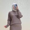 2025 Autumn Women's Loose Knit Sweater Skirt Set - Casual Crew Neck Long Sleeve