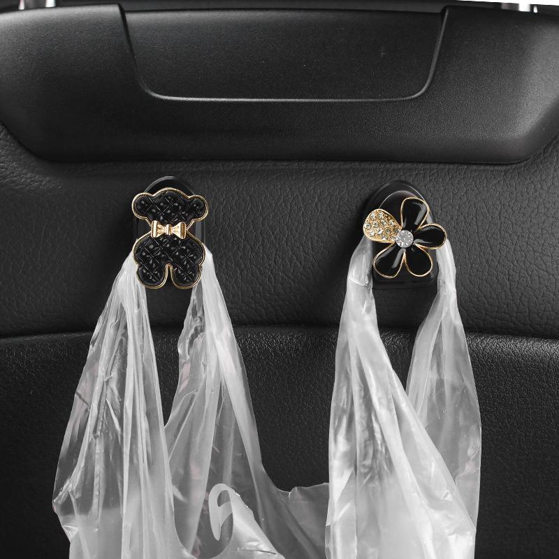 Mini Hook In The Car Center Console Seat Back Camellia, Bear, Multi-functional Storage ABS Data Cable Small Hook Auto