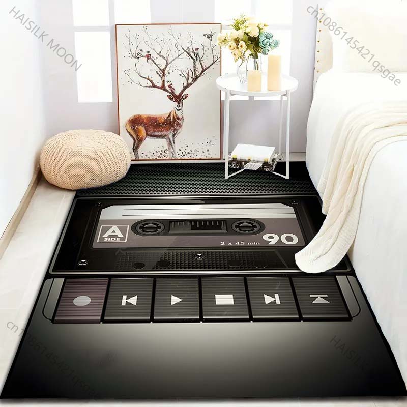 1PC Cassette player Print Carpet for Bedroom Living Room Bedside Sofa Floor Mat Modern Home Decor Area Rug Machine Wash