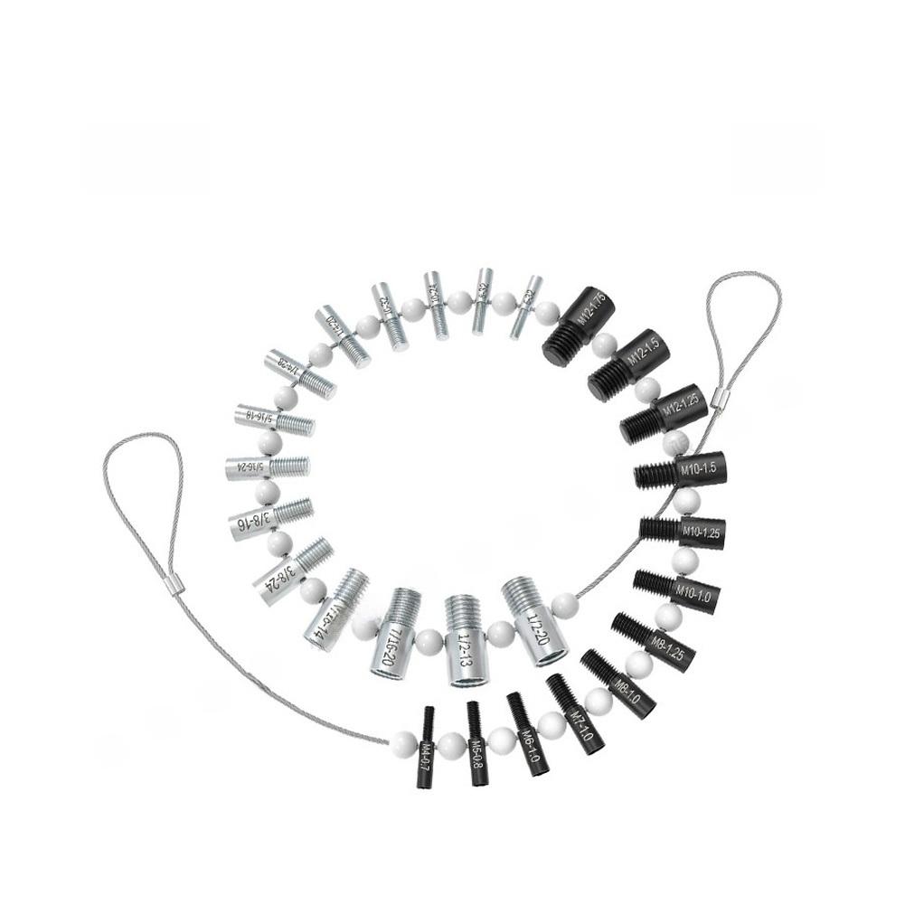 26 Piece Carbon Steel Thread Size Identifier Set Silver Black for Nut Bolt Accurate Measurement of Metric Threads