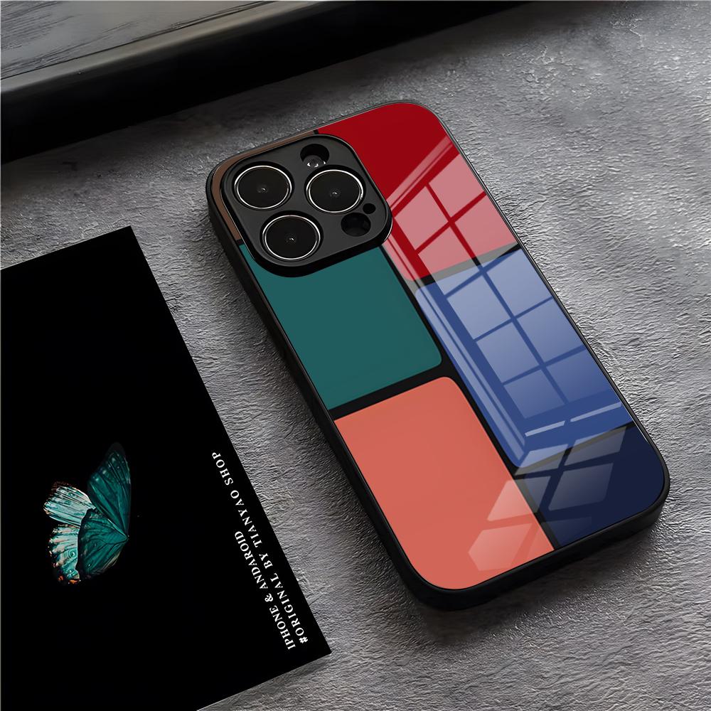 Pattern Abstract Piet Mondrian Phone Case For IPhone 17 Pro Max 15 Pro 16 14 Plus 12 13 Mini 11 Pro Shockproof Glass Cover