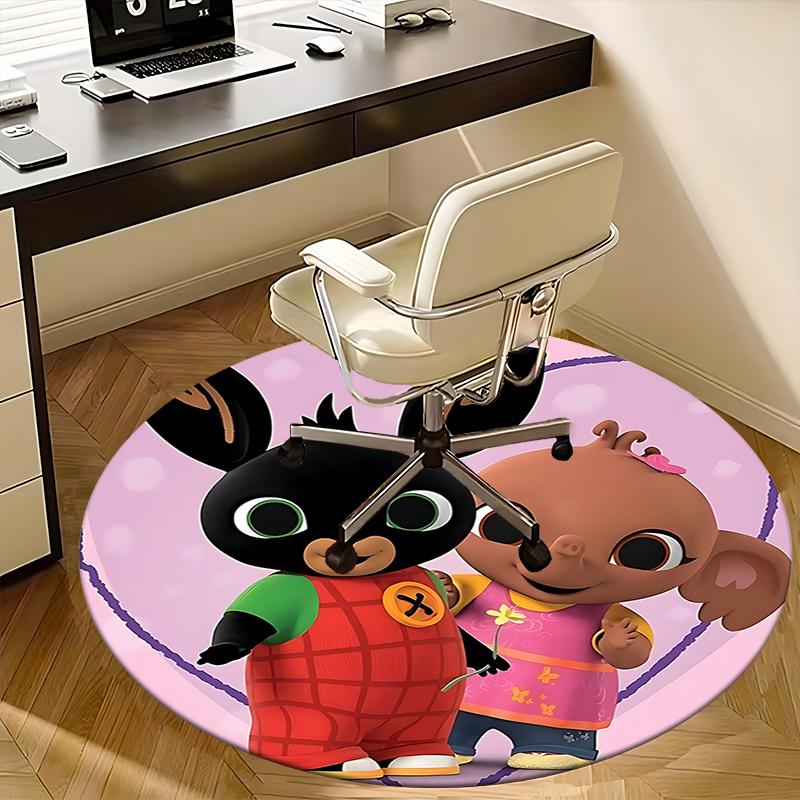 Charming Cartoon Character Chair Mat - Round Carpet for Home Decor