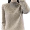 Seamless Knit Semi High Neck Women Long Sleeve Sweater Loose Fit Slimming Pullover Top