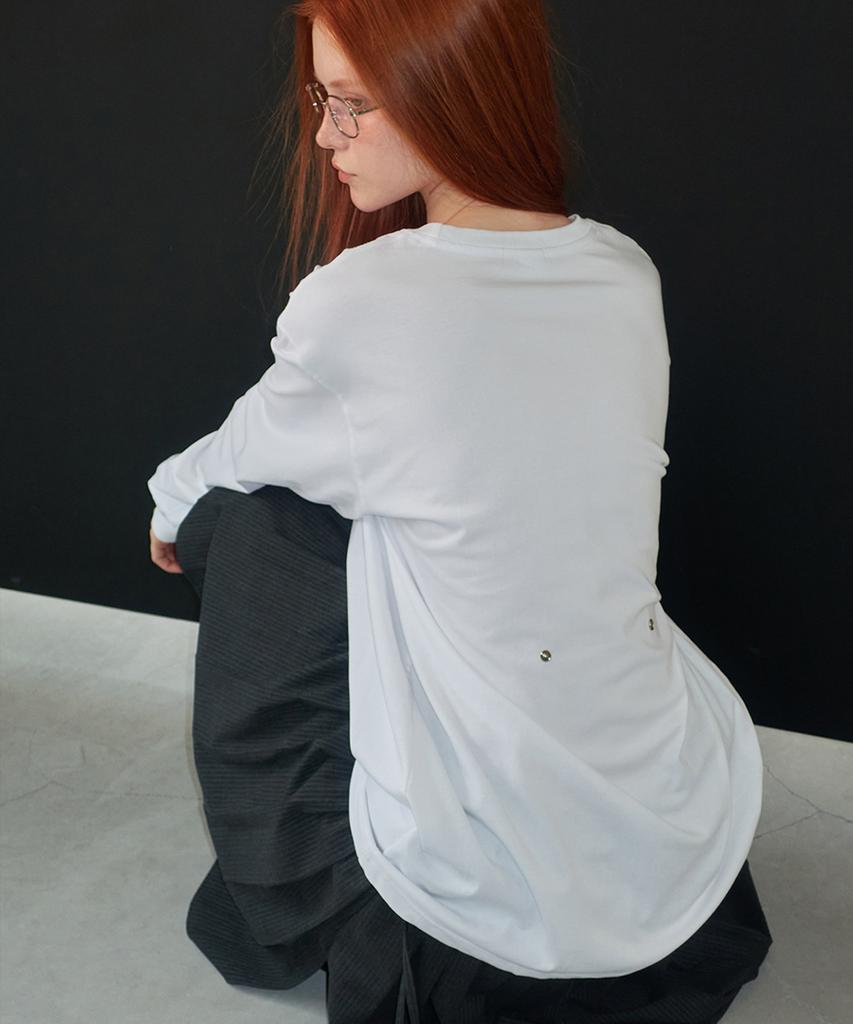 Lense Snap Button Oversize Tee White