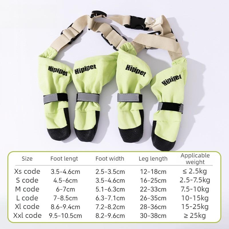 

Large Size Dog Boots with Suspenders Waterproof Anti-Slip Adjustable Dog Booties for Small Medium Dogs Outdoor Walking Hiking XS зелёный
