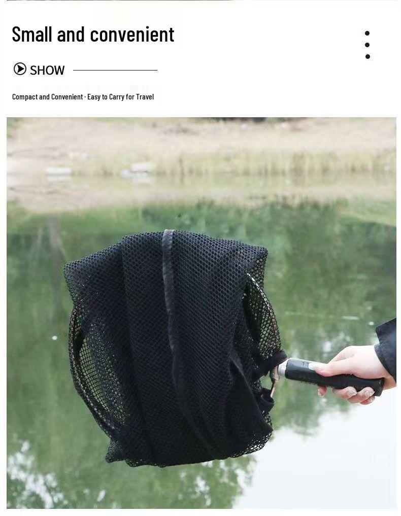 Portable Large Fish Landing Net with Stainless Steel Ring for Catching and Transporting