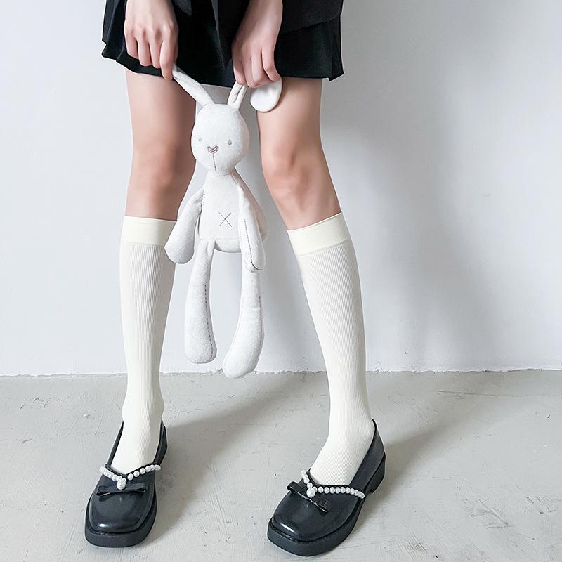

Pressure Calf Socks Women S Summer Thin Tube And Knee Socks Jk Japanese Thin College Style Women S Socks Lolita One size fits all молоко, білий колір