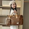 Unisex PU Leather Sports Bag with Wet/Dry Separation, Oxford Cloth, Shoulder Strap for Travel & Fitness