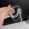 Korean White Imitation Pearl Pin Brooch For Women Girl Vintage Elegant Metal Multi-layer Tassel Chain Brooch Jewelry Accessories