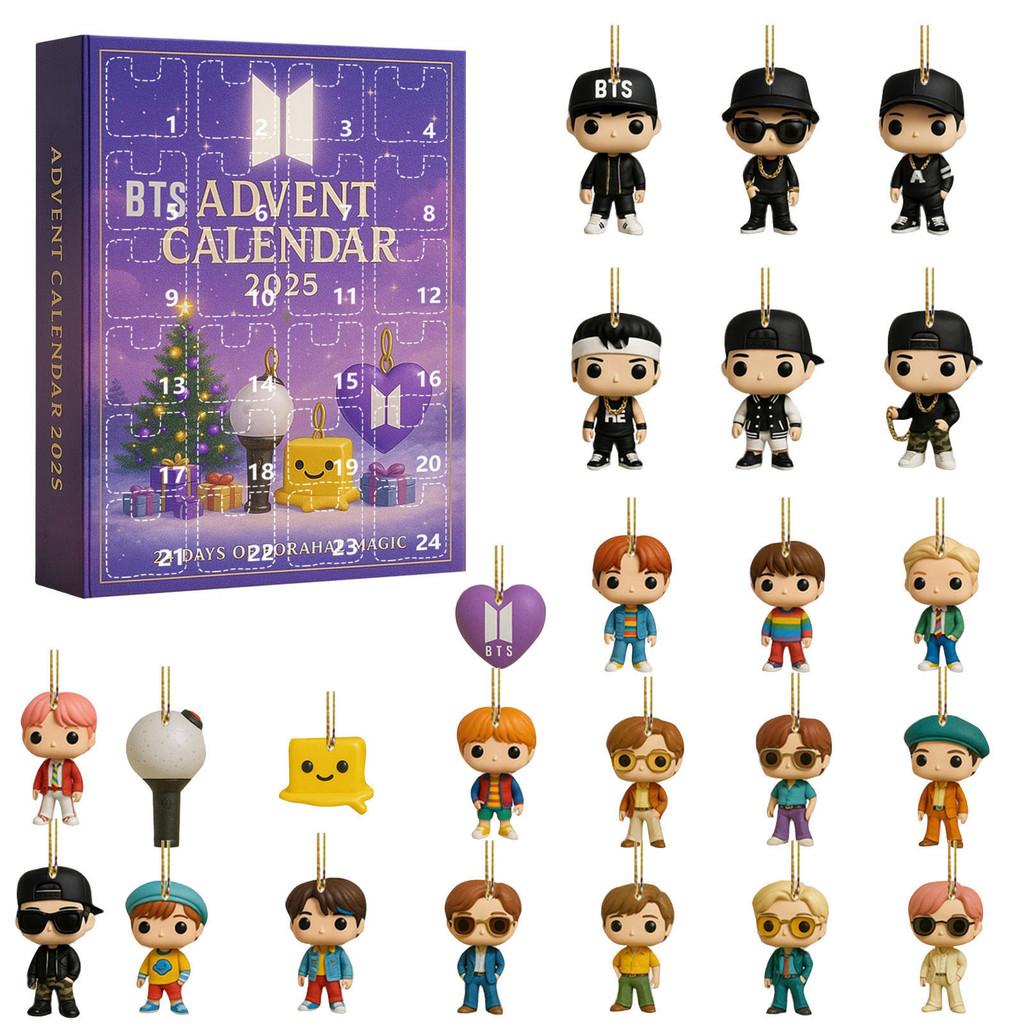 Bts Christmas Advent Calendar With Acrylic Keychain Ornaments For Holiday Gift Giving