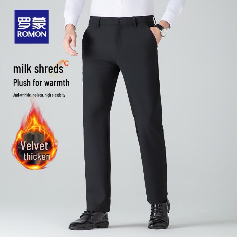 ROMON Men s Fleece-Lined Straight-Leg Casual Pants 32