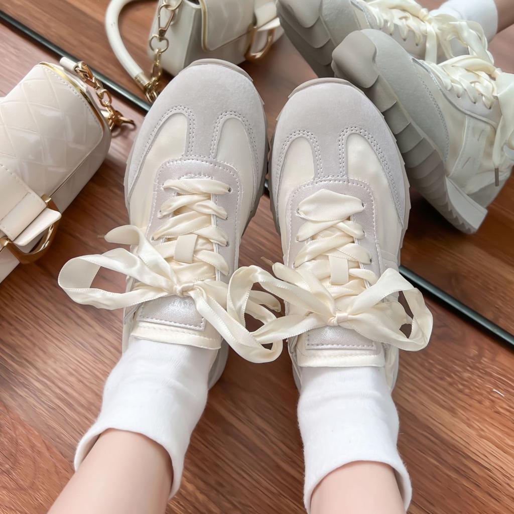 Cowhide version~ Grape mother with the same inner height increase Forrest Gump shoes lace-up flat ballet style versatile sports and leisure shoes wome