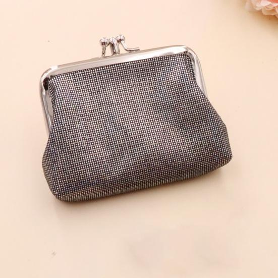 Vintage Glitter Mini Coin Purse, Portable Kiss Lock Closure Change Pouch, Double-layer Coin Wallet for Cards, Jewelry, Cash, Keys