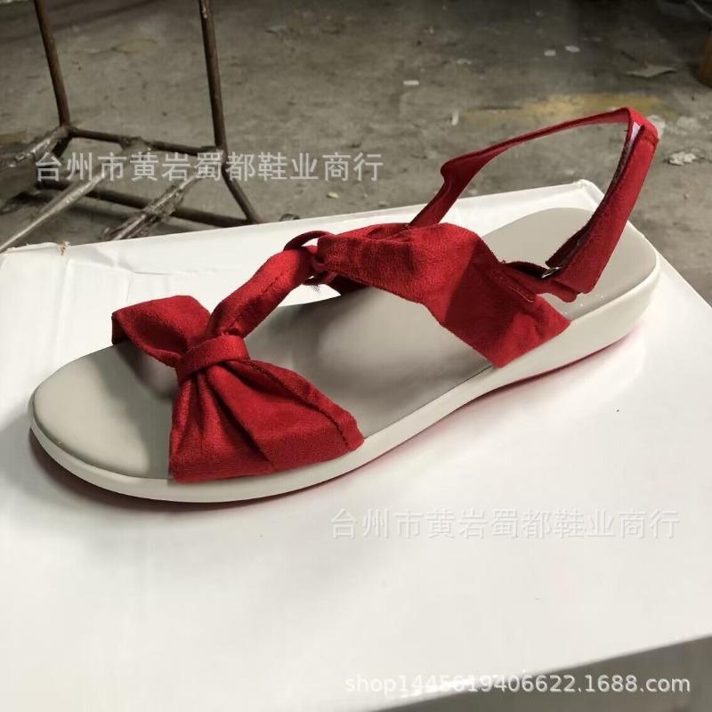 New summer open-toed Velcro flat-bottomed wedge sandals women's cloth-faced cross-platform beach sandals