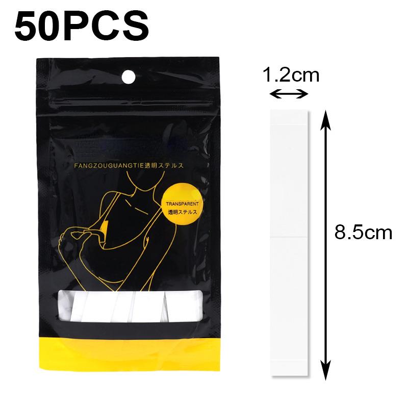 

50 шт., противоскользящая невидимая безопасная лента для тела, клейкая ткань, двусторонние ленты, наклейка на кожу, безопасная полоска для бюстгальтера, прозрачная лента для нижнего белья one size