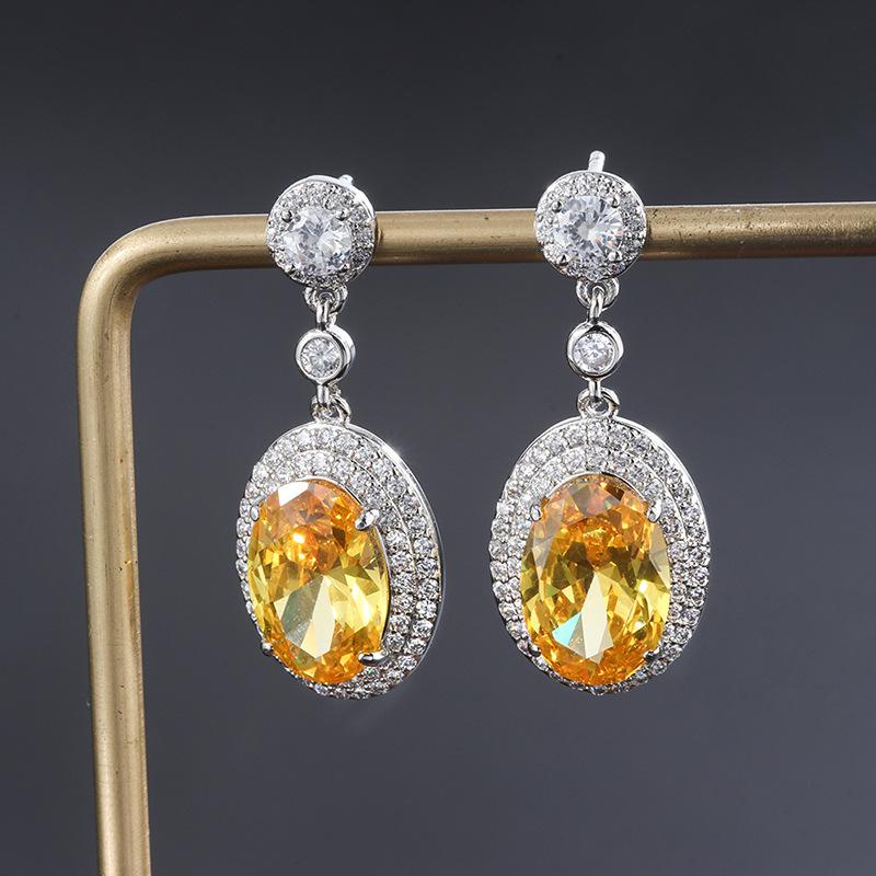 Jewelry Color Treasure Popular Simulation Yellow Diamond 8 * 12 Denier Earrings Drop Ears