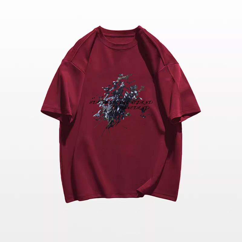 

Винтажная футболка из чистого хлопка с серым принтом в виде брызг - Универсальный свободный летний топ M