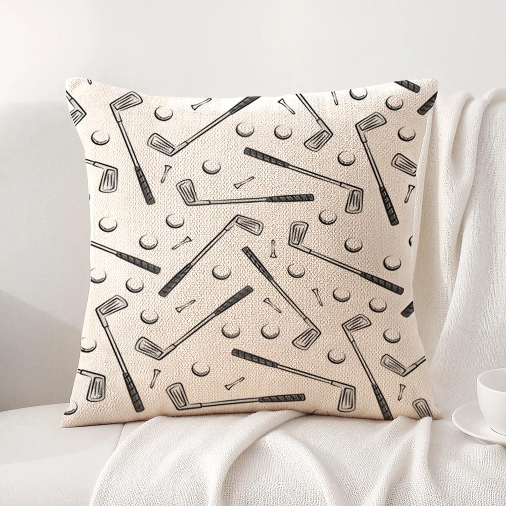Funny Golf Cushion Cover Natural Linen Organic Fabric Double-Sided Printing Sofa Home Decor Gift Pillow Cover