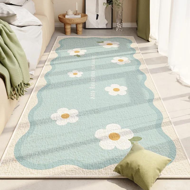 Blanket Ins Style Simple Small Fresh Flower Carpet Personalized Creative Crystal Velvet Bedroom Non-slip Footpad