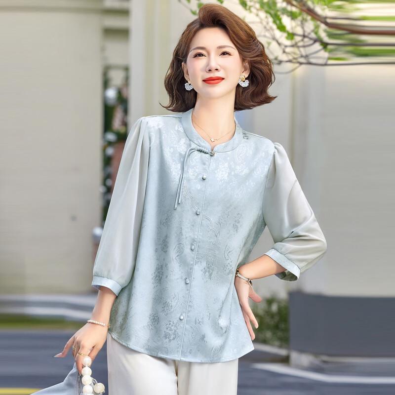Hodo New Chinese Style Floral Blouse for Mid-Aged Women