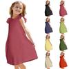 Children's Flying Sleeve Round Neck Summer A-Line Casual Holiday Loose Dress