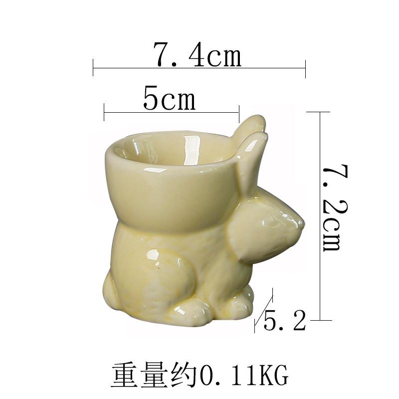 Hand-Painted Rabbit Egg Holder Ceramic Egg Cup Creative Three-Dimensional Cartoon Ornament Ring Beauty Sundries Storage Box