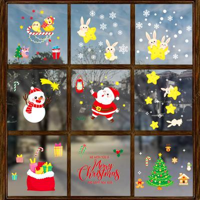 Santa Claus Snowman Scene Decoration Sticker Atmosphere Static Glass Sticker Decoration