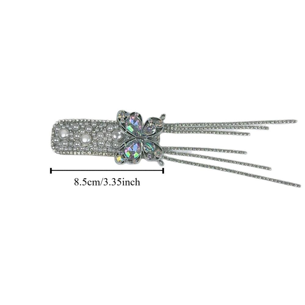 Pearls Butterfly Bang Clip Head Wear Rhinestone Side Clip Creative Tassel Hair Clip  Headwear