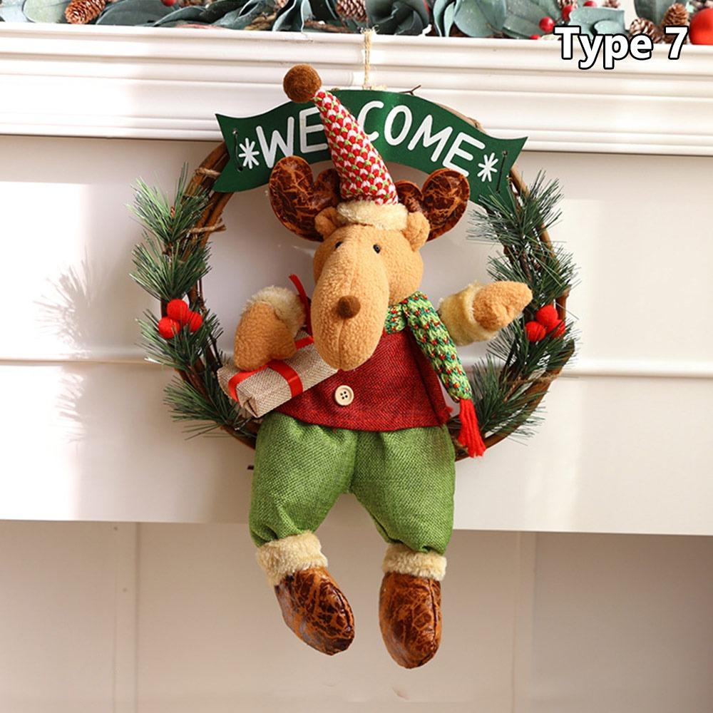 

Reusable Merry Christmas Christmas Wreath Santa Claus Snowman Deer Crafts Door Wreath Christmas Decoration Hanging Ornaments