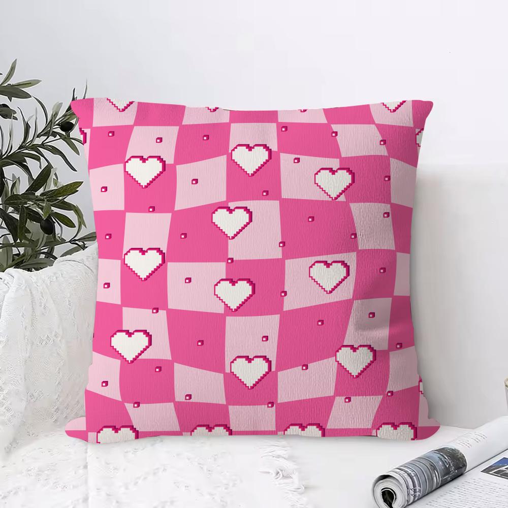 Valentine's Day Stickers X Cushion Cover Anti-dustmite Pillowcase Invisible Zipper Silky Short Plush Sofa Cushion Cover