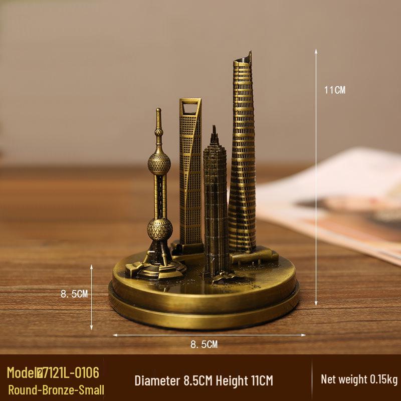 Envy Porcelain Oriental Pearl Tower Model: Shanghai Architectural Souvenir Figurine for Desktop Decoration.