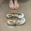 Innenhöhenerhöhung silberne Tasche Kopf Halbschuhe Damenschuhe Oberbekleidung Sommer Französisch kleiner Duft Mary Jane Halbschalen Schuhe Einzelne Schuhe